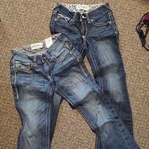 BKE Women's Dark and Light Blue Boot Cut Jeans